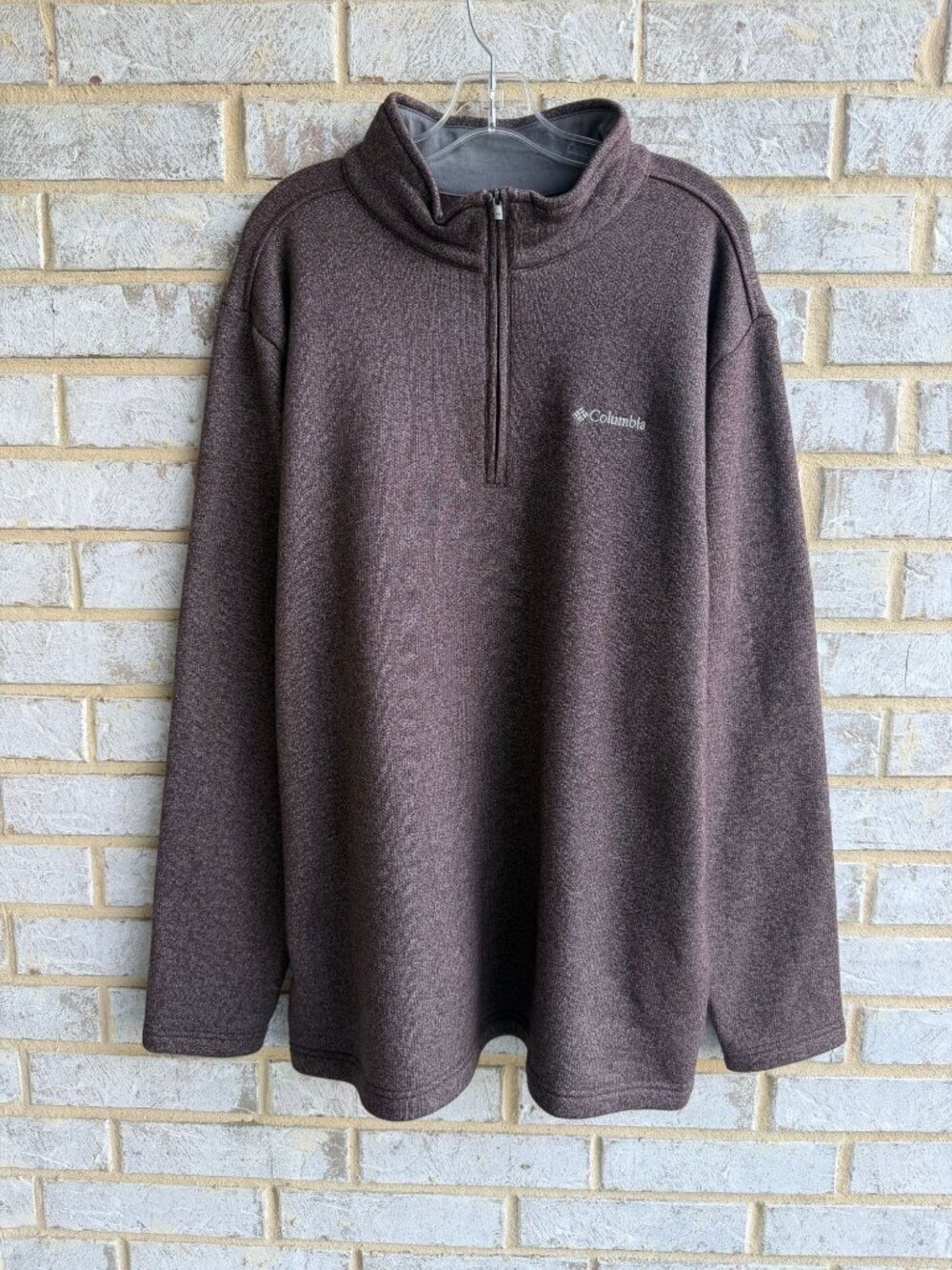 Columbia Long Sleeve Half Zip Brown Fleece Lined Pullover Jacket Men's Size XXL